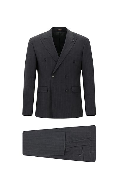 Kiğılı Regular Fit Wool Striped Double Breasted Suit