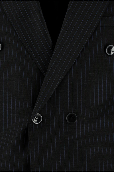 Abdullah Kiğılı Regular Fit Çizgili Yünlü Kruvaze Takım Elbise