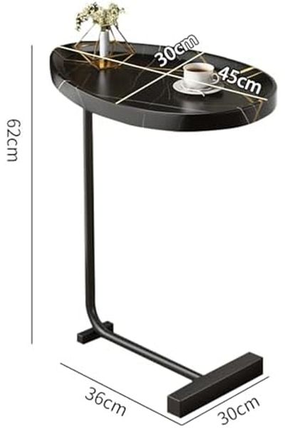 VINNYSEN Side Table, C Shaped End Table, Small Coffee Table With Metal Frame, Side Tables Living Room