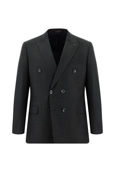 Abdullah Kiğılı Striped Double-breasted Wool Regular Fit Suit