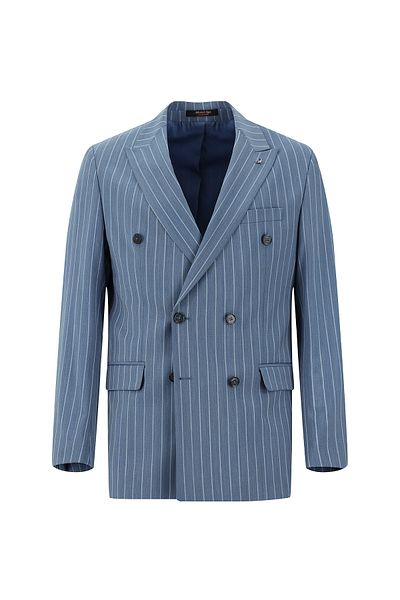 Abdullah Kiğılı Woolen Striped Regular Fit Double Breasted Suit
