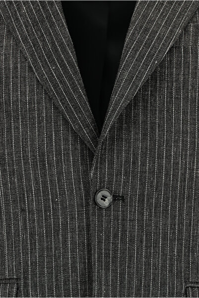 Abdullah Kiğılı Slim Fit Slim Fit Classic Striped Linen Blended Jacket