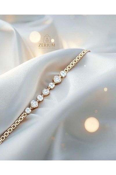 ZERİUM Xuping White Zircon Stone Premium Women's Bracelet 316L
