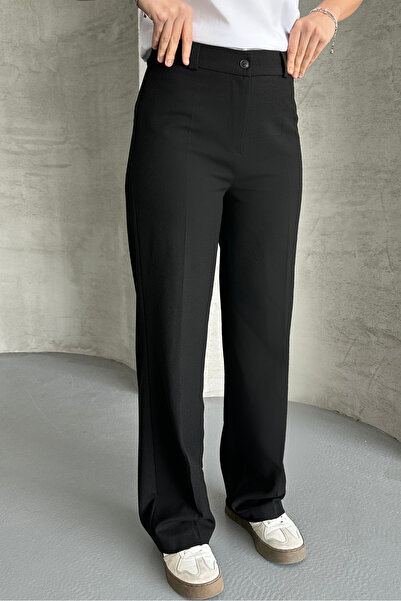 macharel jeans Black Straight Fabric Trousers