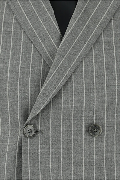 Abdullah Kiğılı Woolen Striped Regular Fit Double Breasted Suit