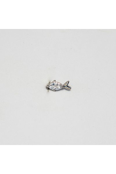 Piercing by Sever Fish Bone Steel Piercing… Silver/Silver Color and Transparent Stone (Targus Helix Conch Flat)