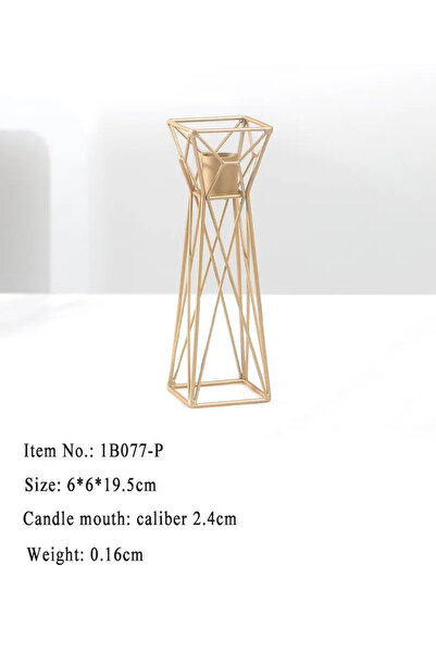 Generic 2 Pieces Geometric Metal Candle Holder - Gold