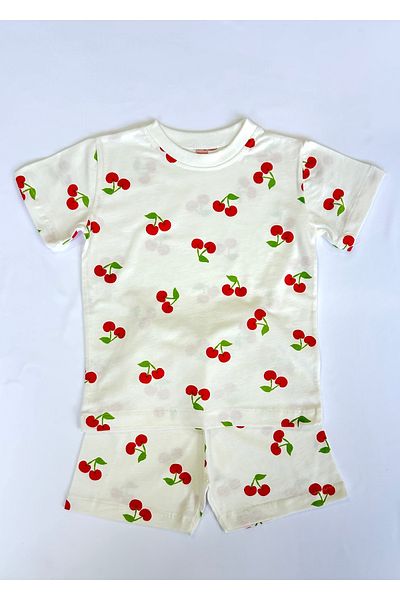Drop Kids Mother Baby Pajama Set Combination Cherry Pattern Shorts (Sold Individually)