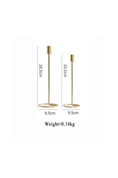 Generic قطعتين من حاملات الشموع بتصميم أنيق - ذهبي