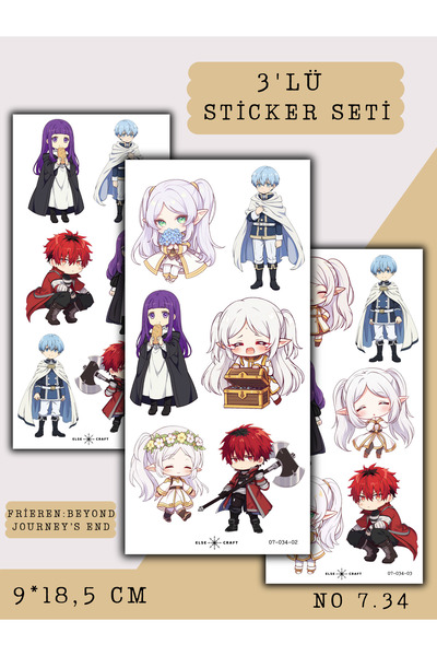 Else Craft 3'lü Frieren: Beyond Journey's End Anime Manga Temalı Sticker 7.34