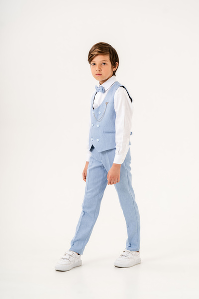 carino's kids Erkek Çocuk Smokin Takım Elbise – Yelekli Papyonlu Gömlekli 4’lü Set