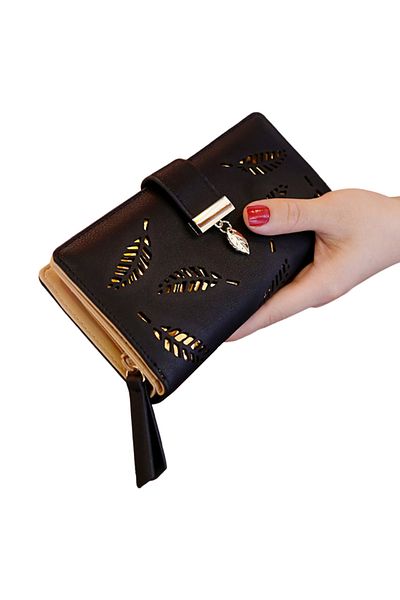 Generic Women's Wallet - Leaf - Black