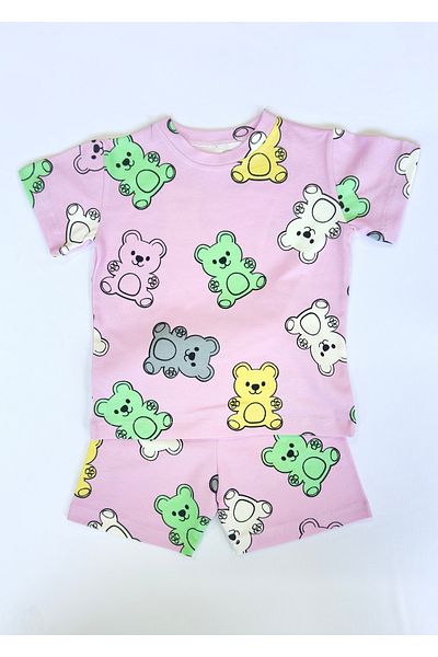 Drop Kids Mother Baby Pajama Set Combination Pink Haribo Bear Shorts (Sold Individually)