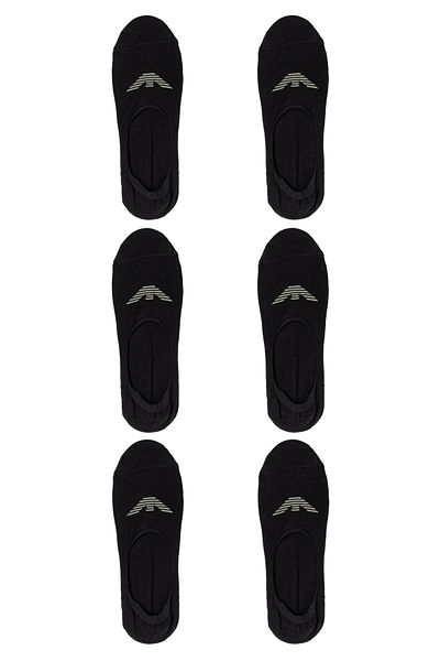 Emporio Armani Șosete scurte negre din bumbac pentru bărbați, cu elastic la gleznă, 3 piese Em000548 Af12271-mc059