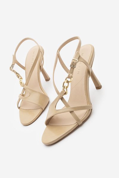 Marjin Women's Chain Strap Heeled Sandals Tolin Beige