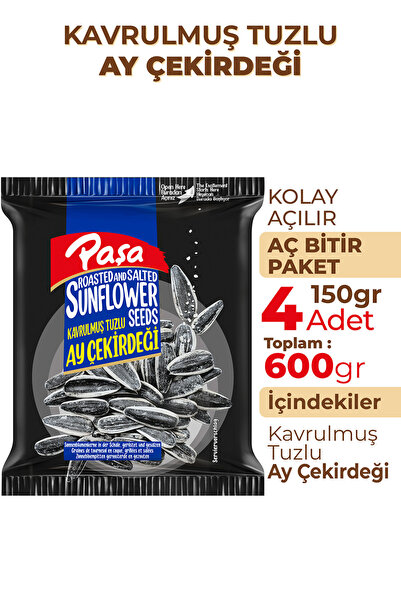 Paşa Kuruyemiş Kavrulmuş Tuzlu Ay Çekirdeği 150 gr X 4 Adet (600 gr) (Siyah Ay Çekirdeği, Dakota)