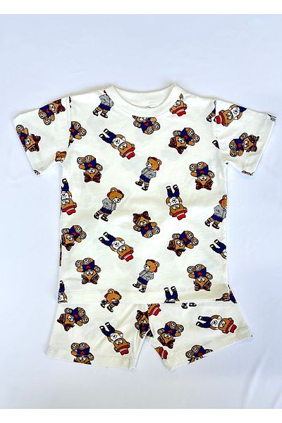 Drop Kids Mother Child Combination Pajama Set Bear Pattern Shorts with Hat (Sold Individually)