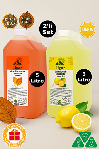 ILGAZ Tütün Kolonyası 5lt & Limon Kolonyası 5lt | 2'li Hijyenik Bidon Kolonya...