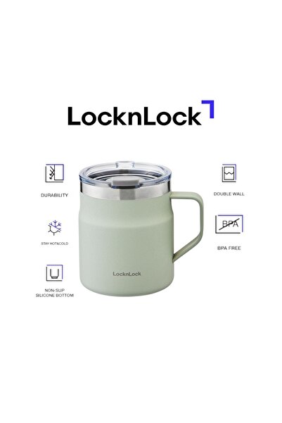 locknlock Metro Mug 355ml Mint – Double-Wall Insulated Stainless Steel Mug with Spill-Resistant Lid