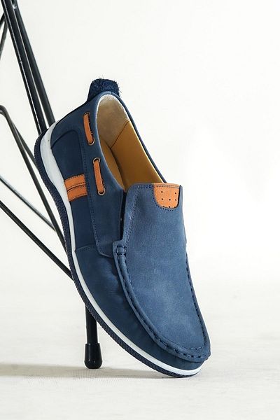 Deripabuc Genuine Leather Navy Blue Nubuck Men's Leather Casual Shoes Mrd15-3004