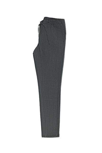 Abdullah Kiğılı Super Slim Fit Extra Slim Fit Woolen Elastic Waist Drawstring Trousers