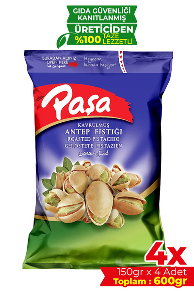 Paşa Kuruyemiş Kavrulmuş Antep Fıstığı 150 gr X 4 Adet (600 GR)
