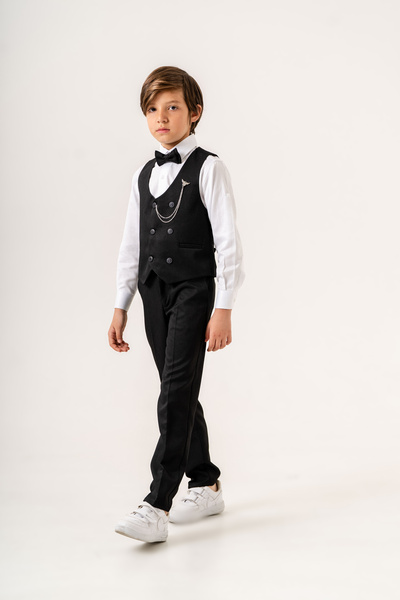 carino's kids Erkek Çocuk Smokin Takım Elbise – Yelekli Papyonlu Gömlekli 4’lü Set