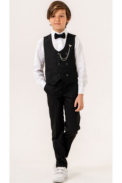 carino's kids Boy's Tuxedo Suit - Set of 4 with Vest, Bow Tie and Shirt