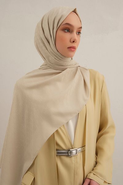 Armine Beige Link Pattern Bamboo Cotton Shawl 17