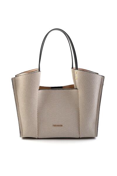 Bambi Bej Siyah Kadın Omuz Çantası C06004902428