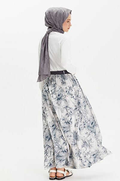 Setrms Kuşaklı Desenli Etek