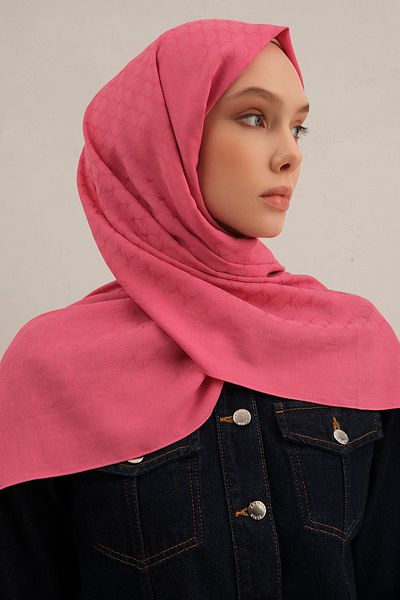 Armine Pink Link Pattern Bamboo Cotton Shawl 37