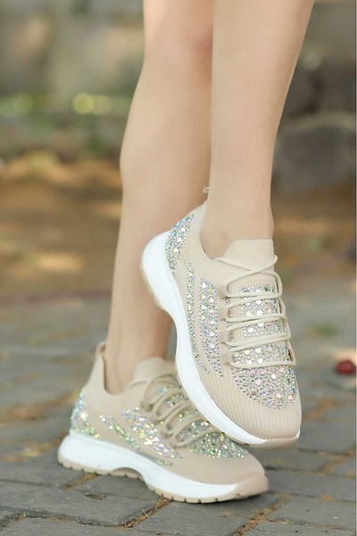 LEYDİ SHOES LYON CREMA TRICOTAJ SPORT