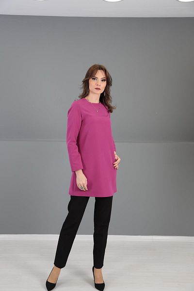 ÖNDER ÖZSOY O-Neck Long Sleeve Blouse-Fuchsia