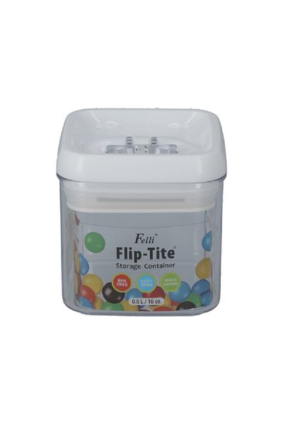 Felli Flip-Tite Square Food Storage Container Clear and White