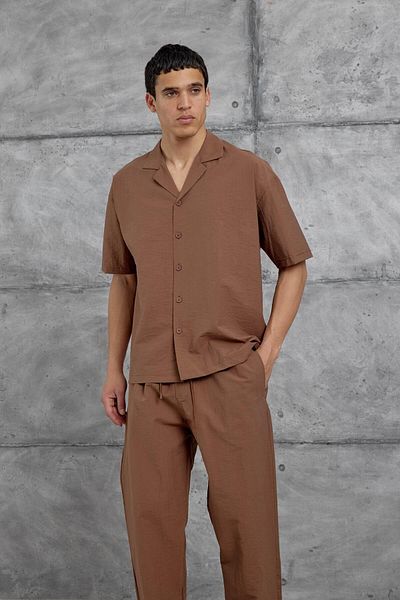 NOMARC Brown Mrk Parachute Fabric Bottom-Top Set