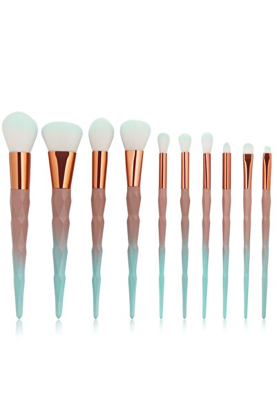 zenifique Set 10 Pensule Machiaj, Zenifique, Par Sintetic, In Degrade, Turcoaz