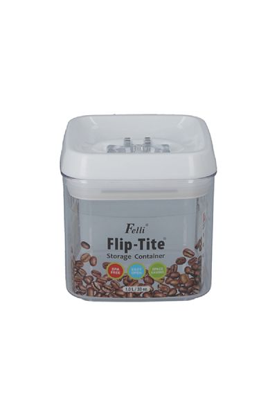 Felli Flip-Tite Square Food Storage Container Clear and White 1 Liter