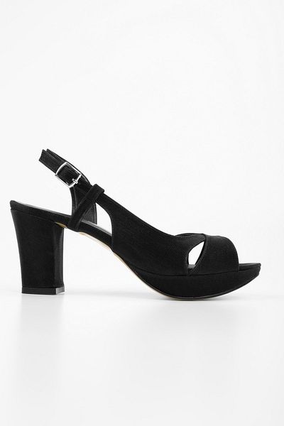 Shoeberry Women's Rilsa Black Glitter Platform Heeled Shoes