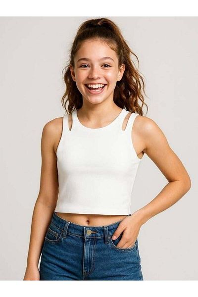Zekids Girl's Strap Shoulder Detailed Crop