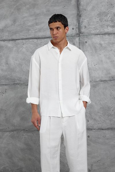 NOMARC White 512 Modal Fabric Oversize Suit Bottom Top