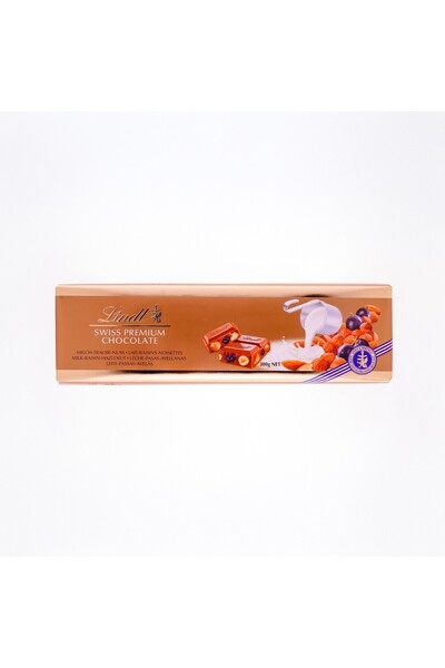 Lindt Gold Bar Milk Raisin Hazelnut 300 Gr