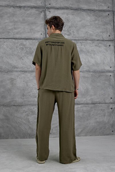 NOMARC Khaki Brr Modal Fabric Short Sleeve Overise Suit Bottom Top