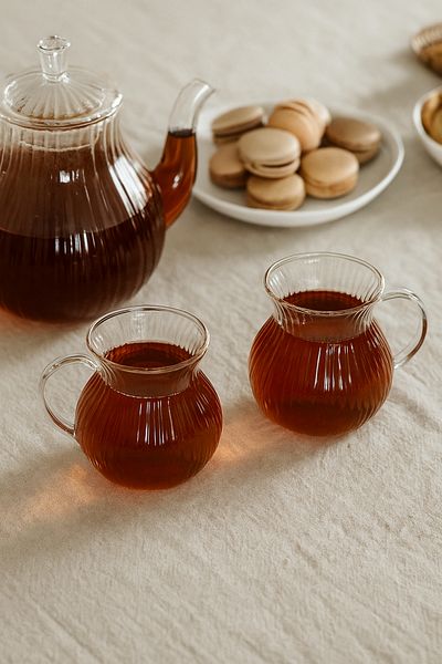 Arma House 6-Piece Borosilicate Glass Modern Striped Tea Cup with Handle