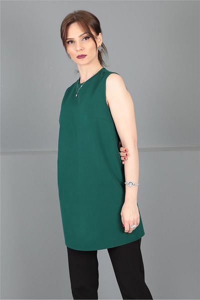 ÖNDER ÖZSOY O-Neck Sleeveless Blouse-Smog