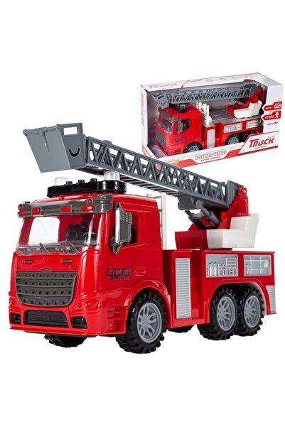 indiggo Interactive Fire Truck with Rotating and Extendable Ladder up to 48 cm, Flashing Lights and Realisti