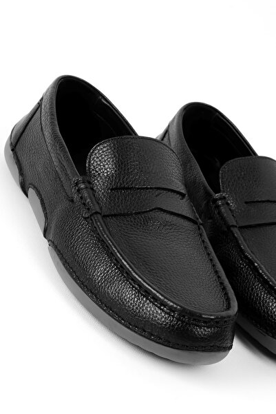 MY DERİ Peny Men's Genuine Leather Casual Shoes with Stitching Detail 3933