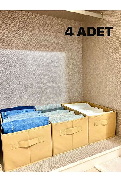aydev home collection 4 Pieces Closet Organizer, Wardrobe Organizer, Clothes Storage Box Organizer Beige