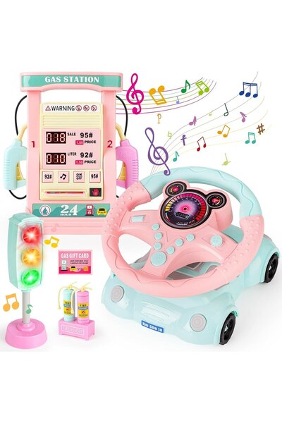 indiggo Interactive Car with Steering Wheel and Fuel Station SuperDrive™ Pink