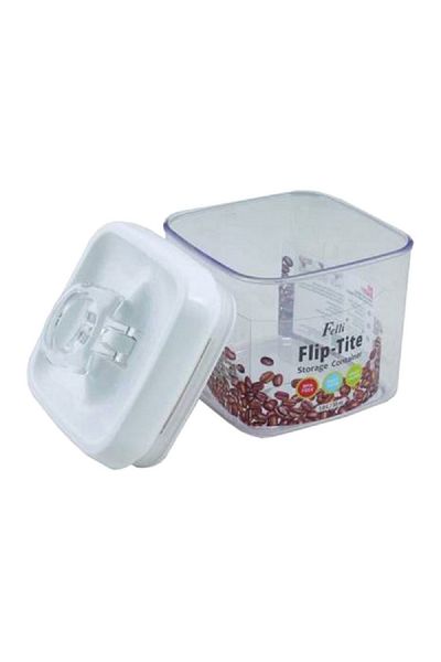 Felli Flip-Tite Square Food Storage Container Clear and White 1 Liter